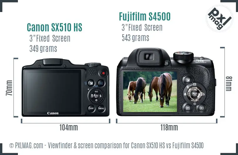 Canon SX510 HS vs Fujifilm S4500 Screen and Viewfinder comparison Canon SX510 HS vs Fujifilm S4500 Screen and Viewfinder comparison