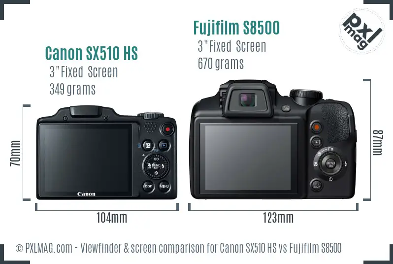Canon SX510 HS vs Fujifilm S8500 Screen and Viewfinder comparison