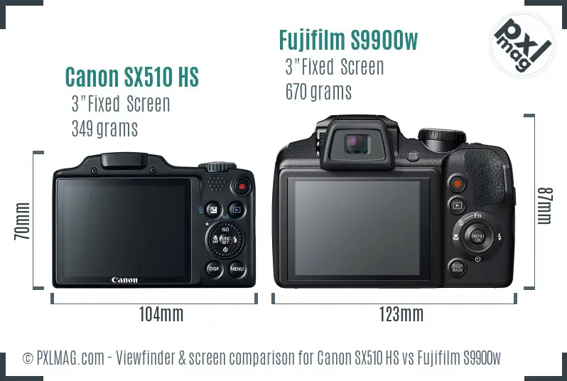 Canon SX510 HS vs Fujifilm S9900w Screen and Viewfinder comparison