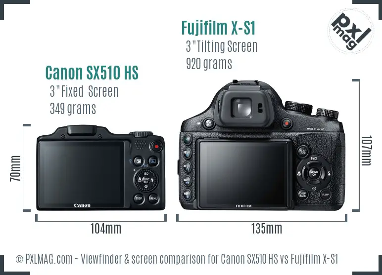 Canon SX510 HS vs Fujifilm X-S1 Screen and Viewfinder comparison Canon SX510 HS vs Fujifilm X-S1 Screen and Viewfinder comparison