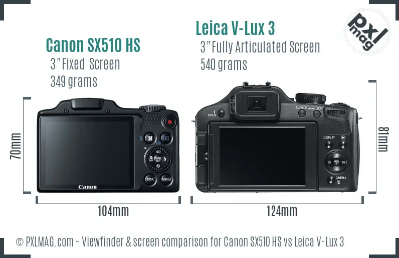 Canon SX510 HS vs Leica V-Lux 3 Screen and Viewfinder comparison Canon SX510 HS vs Leica V-Lux 3 Screen and Viewfinder comparison