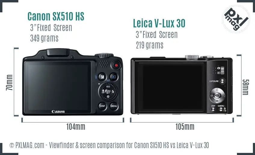 Canon SX510 HS vs Leica V-Lux 30 Screen and Viewfinder comparison Canon SX510 HS vs Leica V-Lux 30 Screen and Viewfinder comparison