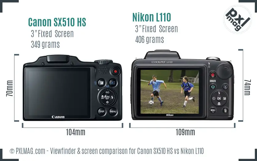 Canon SX510 HS vs Nikon L110 Screen and Viewfinder comparison Canon SX510 HS vs Nikon L110 Screen and Viewfinder comparison