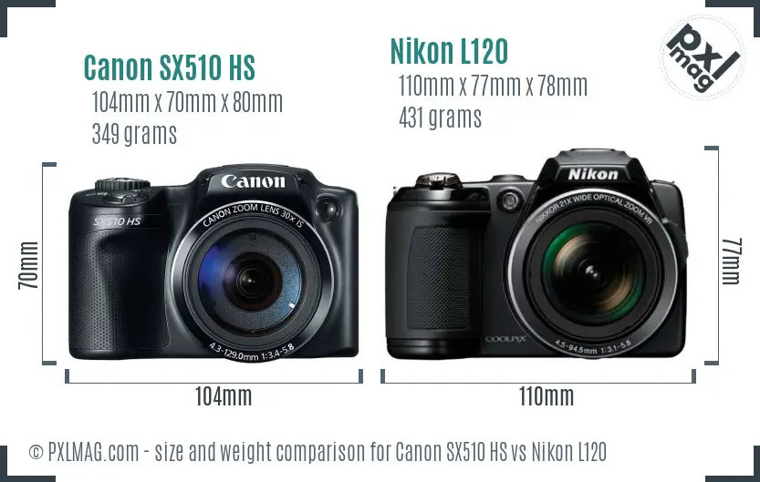 Canon SX510 HS vs Nikon L120 size comparison