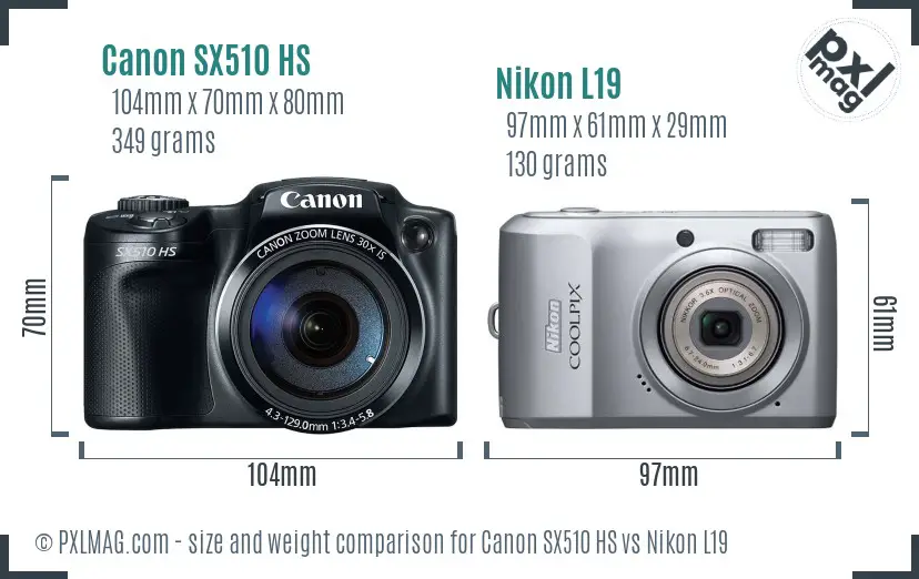 Canon SX510 HS vs Nikon L19 size comparison