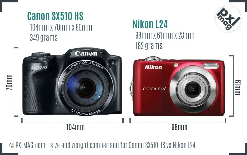 Canon SX510 HS vs Nikon L24 size comparison