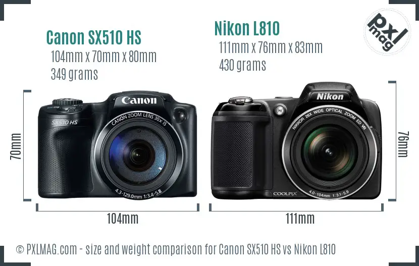 Canon SX510 HS vs Nikon L810 size comparison Canon SX510 HS vs Nikon L810 size comparison