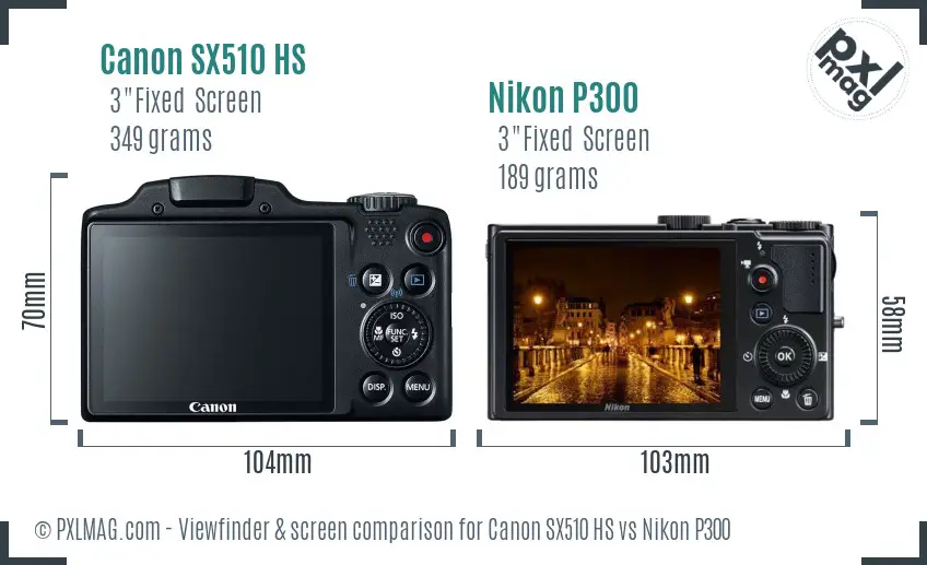 Canon SX510 HS vs Nikon P300 Screen and Viewfinder comparison Canon SX510 HS vs Nikon P300 Screen and Viewfinder comparison