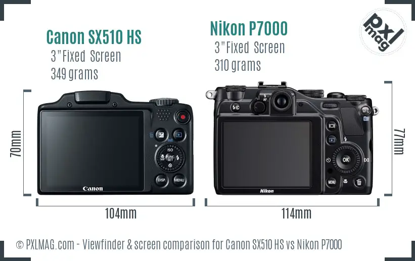 Canon SX510 HS vs Nikon P7000 Screen and Viewfinder comparison Canon SX510 HS vs Nikon P7000 Screen and Viewfinder comparison