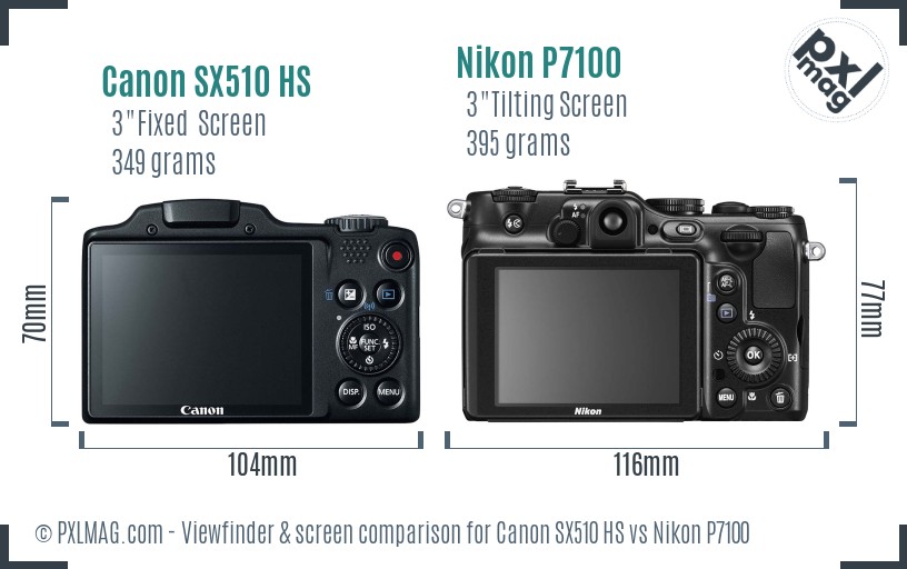 Canon SX510 HS vs Nikon P7100 Screen and Viewfinder comparison