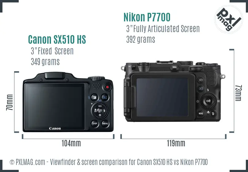 Canon SX510 HS vs Nikon P7700 Screen and Viewfinder comparison Canon SX510 HS vs Nikon P7700 Screen and Viewfinder comparison