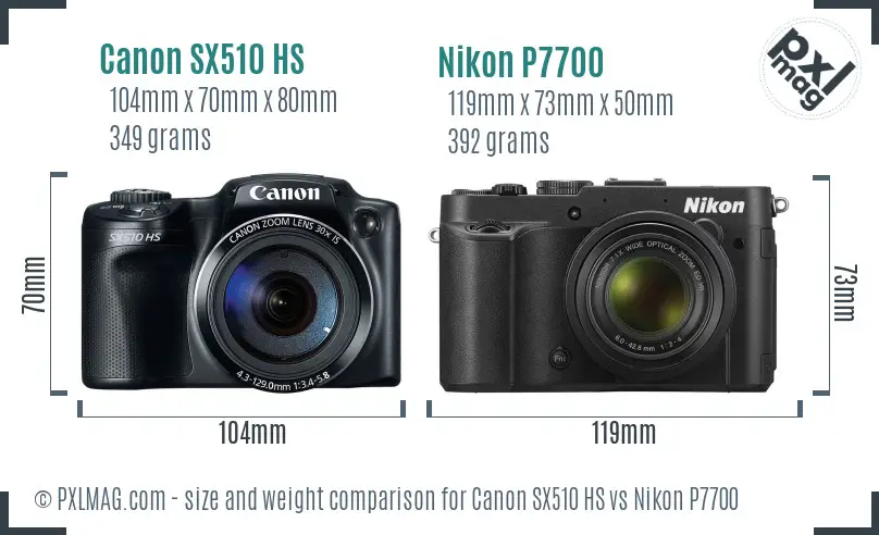 Canon SX510 HS vs Nikon P7700 size comparison Canon SX510 HS vs Nikon P7700 size comparison