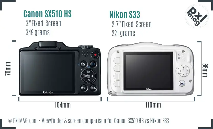 Canon SX510 HS vs Nikon S33 Screen and Viewfinder comparison Canon SX510 HS vs Nikon S33 Screen and Viewfinder comparison