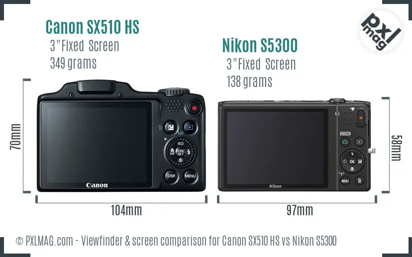 Canon SX510 HS vs Nikon S5300 Screen and Viewfinder comparison Canon SX510 HS vs Nikon S5300 Screen and Viewfinder comparison