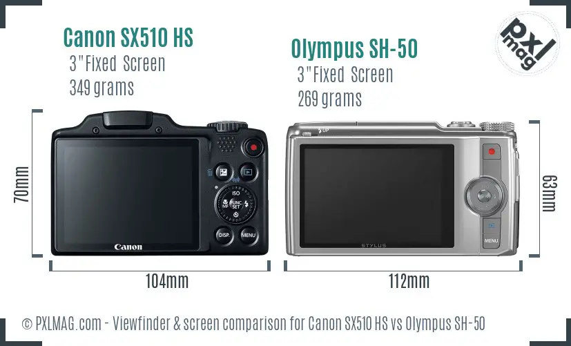 Canon SX510 HS vs Olympus SH-50 Screen and Viewfinder comparison Canon SX510 HS vs Olympus SH-50 Screen and Viewfinder comparison