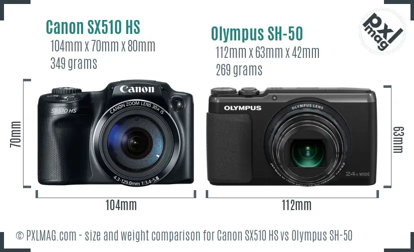 Canon SX510 HS vs Olympus SH-50 size comparison Canon SX510 HS vs Olympus SH-50 size comparison
