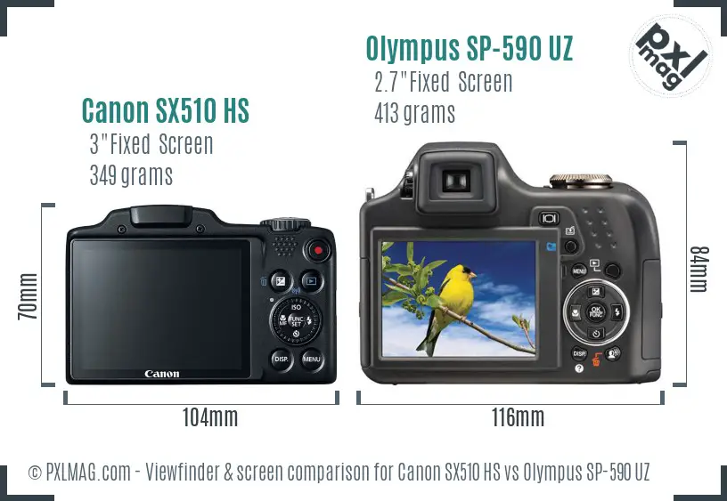 Canon SX510 HS vs Olympus SP-590 UZ Screen and Viewfinder comparison