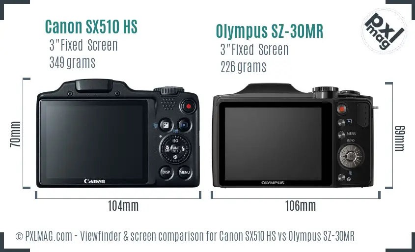 Canon SX510 HS vs Olympus SZ-30MR Screen and Viewfinder comparison Canon SX510 HS vs Olympus SZ-30MR Screen and Viewfinder comparison