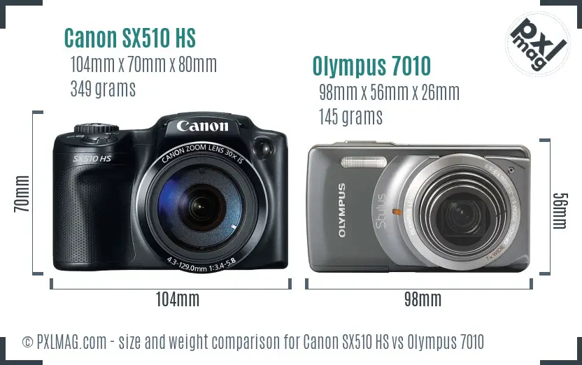 Canon SX510 HS vs Olympus 7010 size comparison