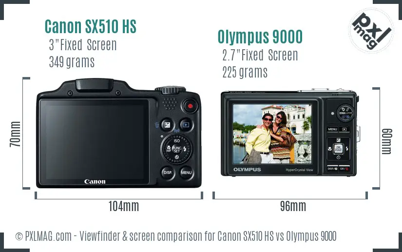 Canon SX510 HS vs Olympus 9000 Screen and Viewfinder comparison Canon SX510 HS vs Olympus 9000 Screen and Viewfinder comparison