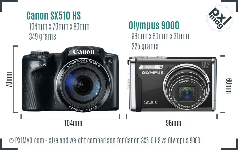 Canon SX510 HS vs Olympus 9000 size comparison Canon SX510 HS vs Olympus 9000 size comparison