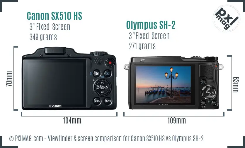 Canon SX510 HS vs Olympus SH-2 Screen and Viewfinder comparison