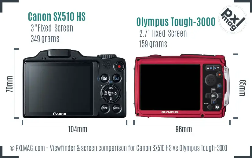 Canon SX510 HS vs Olympus Tough-3000 Screen and Viewfinder comparison Canon SX510 HS vs Olympus Tough-3000 Screen and Viewfinder comparison