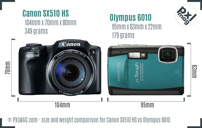 Canon SX510 HS vs Olympus 6010 size comparison