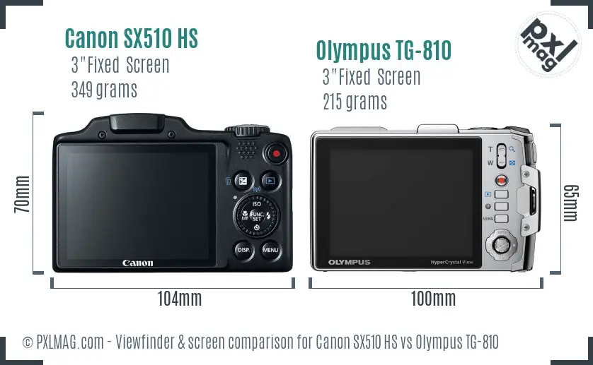 Canon SX510 HS vs Olympus TG-810 Screen and Viewfinder comparison