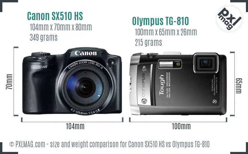 Canon SX510 HS vs Olympus TG-810 size comparison