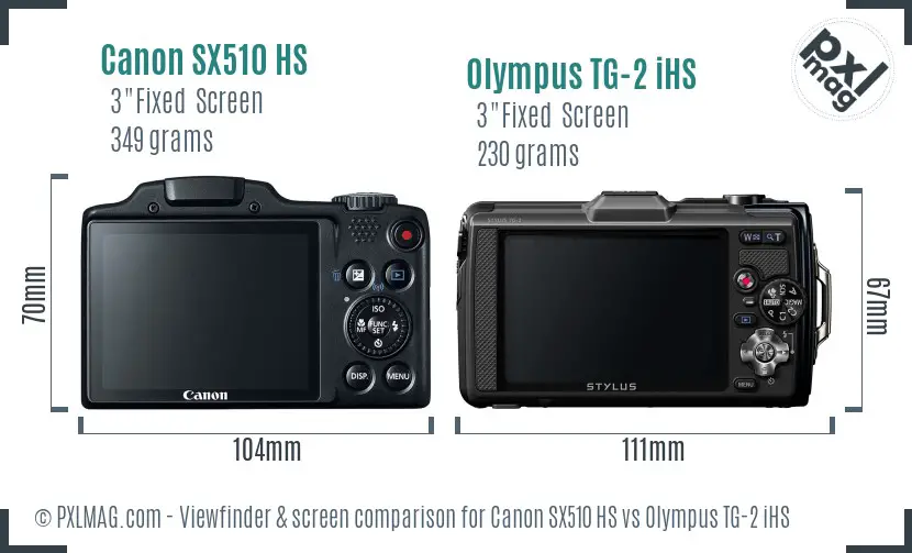 Canon SX510 HS vs Olympus TG-2 iHS Screen and Viewfinder comparison