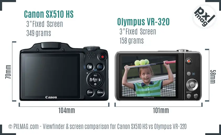 Canon SX510 HS vs Olympus VR-320 Screen and Viewfinder comparison