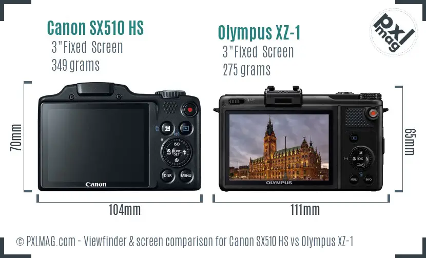 Canon SX510 HS vs Olympus XZ-1 Screen and Viewfinder comparison Canon SX510 HS vs Olympus XZ-1 Screen and Viewfinder comparison