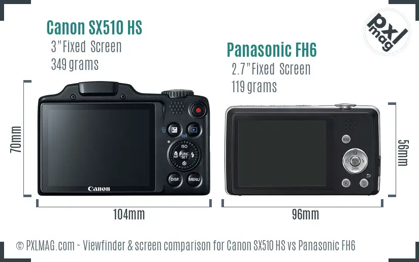 Canon SX510 HS vs Panasonic FH6 Screen and Viewfinder comparison