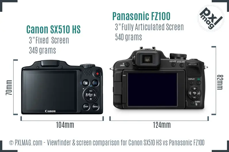Canon SX510 HS vs Panasonic FZ100 Screen and Viewfinder comparison Canon SX510 HS vs Panasonic FZ100 Screen and Viewfinder comparison