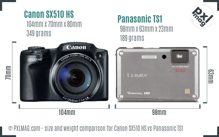 Canon SX510 HS vs Panasonic TS1 size comparison Canon SX510 HS vs Panasonic TS1 size comparison