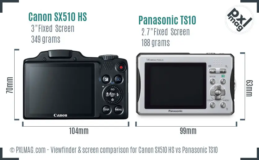 Canon SX510 HS vs Panasonic TS10 Screen and Viewfinder comparison