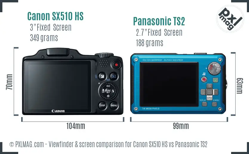 Canon SX510 HS vs Panasonic TS2 Screen and Viewfinder comparison Canon SX510 HS vs Panasonic TS2 Screen and Viewfinder comparison