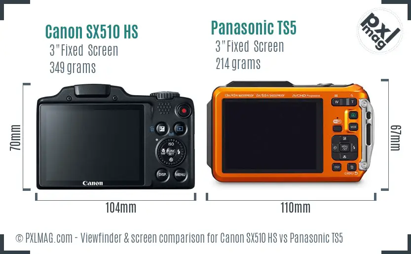 Canon SX510 HS vs Panasonic TS5 Screen and Viewfinder comparison Canon SX510 HS vs Panasonic TS5 Screen and Viewfinder comparison