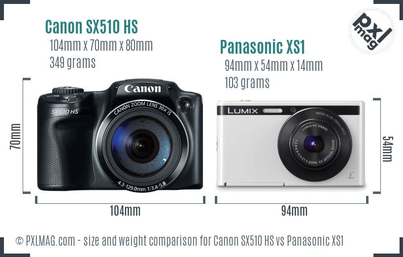 Canon SX510 HS vs Panasonic XS1 size comparison Canon SX510 HS vs Panasonic XS1 size comparison