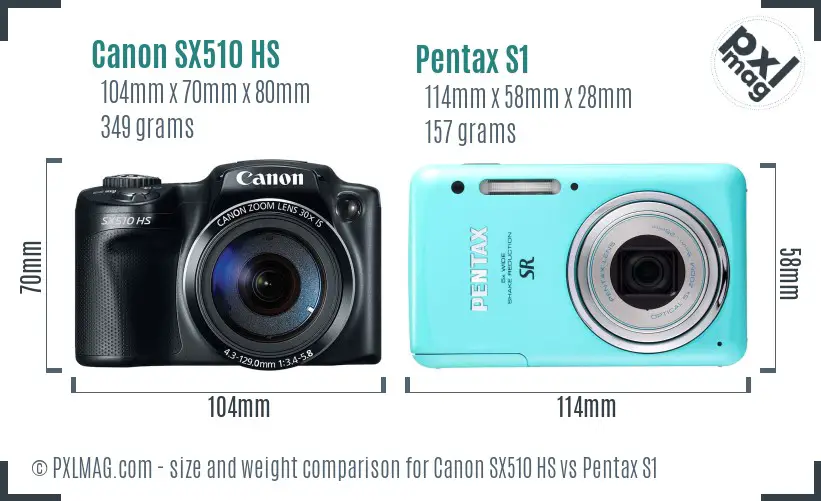 Canon SX510 HS vs Pentax S1 size comparison Canon SX510 HS vs Pentax S1 size comparison
