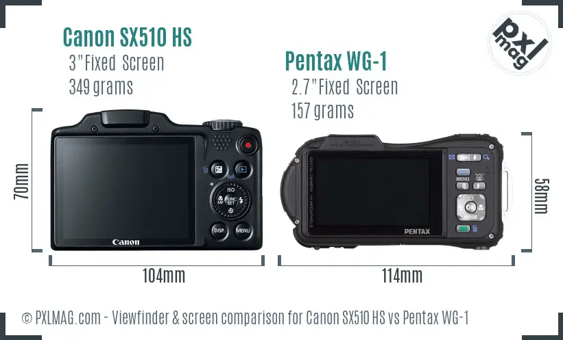 Canon SX510 HS vs Pentax WG-1 Screen and Viewfinder comparison