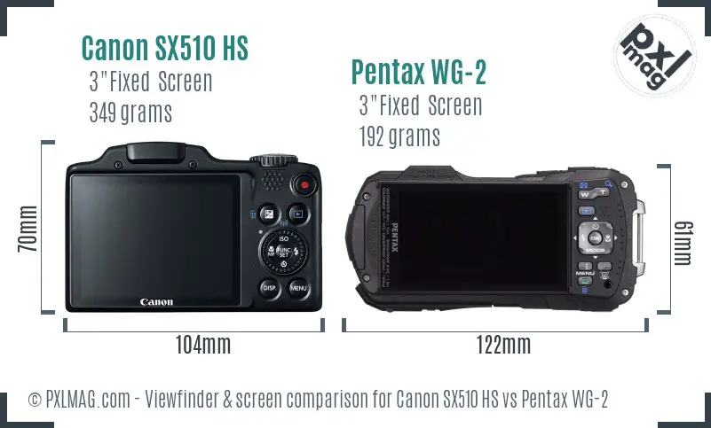 Canon SX510 HS vs Pentax WG-2 Screen and Viewfinder comparison