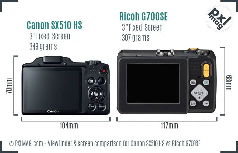 Canon SX510 HS vs Ricoh G700SE Screen and Viewfinder comparison Canon SX510 HS vs Ricoh G700SE Screen and Viewfinder comparison