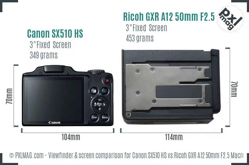 Canon SX510 HS vs Ricoh GXR A12 50mm F2.5 Macro Screen and Viewfinder comparison Canon SX510 HS vs Ricoh GXR A12 50mm F2.5 Macro Screen and Viewfinder comparison