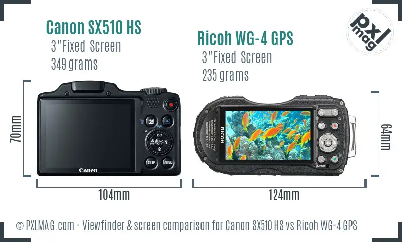 Canon SX510 HS vs Ricoh WG-4 GPS Screen and Viewfinder comparison