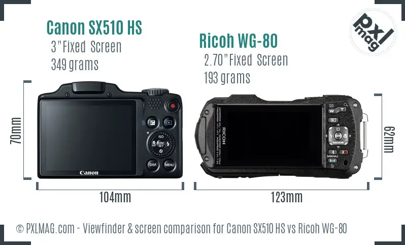 Canon SX510 HS vs Ricoh WG-80 Screen and Viewfinder comparison Canon SX510 HS vs Ricoh WG-80 Screen and Viewfinder comparison