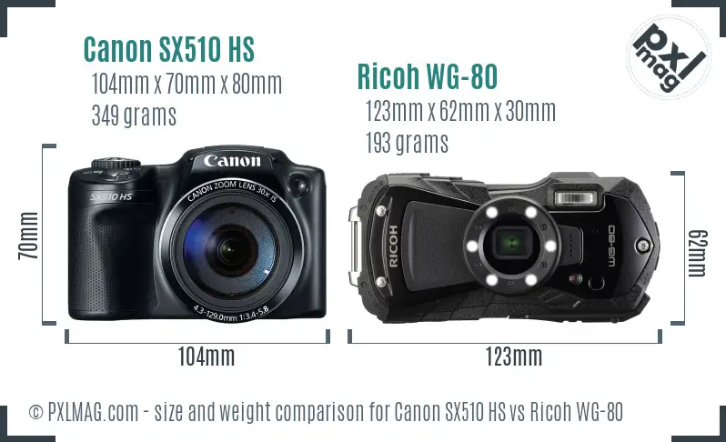 Canon SX510 HS vs Ricoh WG-80 size comparison Canon SX510 HS vs Ricoh WG-80 size comparison