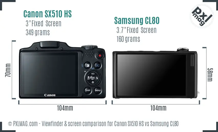 Canon SX510 HS vs Samsung CL80 Screen and Viewfinder comparison Canon SX510 HS vs Samsung CL80 Screen and Viewfinder comparison