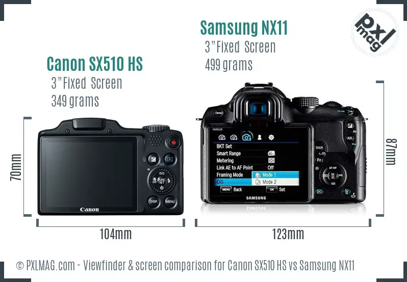 Canon SX510 HS vs Samsung NX11 Screen and Viewfinder comparison Canon SX510 HS vs Samsung NX11 Screen and Viewfinder comparison